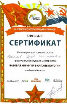 Сертификат сотрудника Николаев С.Д.
